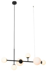 Lampă suspendată modernă neagră cu sticlă mată 6 lumini - Monaco