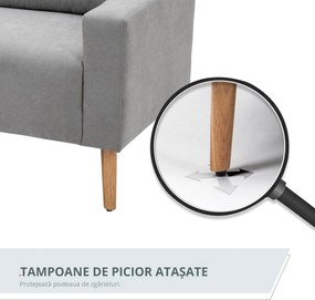 HOMCOM Canapea Compacta 2 Locuri Design Modern, Spate Matlasat, Gri | Aosom Romania