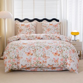 Lenjerie de pat din microfibra ORANGE BUTTERFLY alb Dimensiune lenjerie de pat: 2 buc 70 x 80 cm | 160 x 200 cm