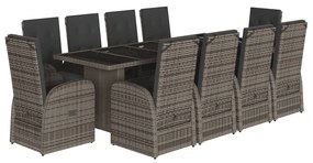 3277606 vidaXL Set mobilier de grădină cu perne, 11 piese, gri, poliratan