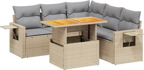 vidaXL Set canapele de grădină cu perne, 6 piese, bej, poliratan