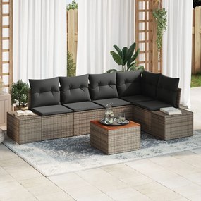 vidaXL Set Canapea Grădină 6 pcs Gri Poliratan, Sticlă, Poliester