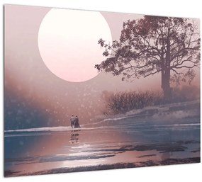 Tablou pe sticlă Perechea îndrăgostită (70x50 cm)