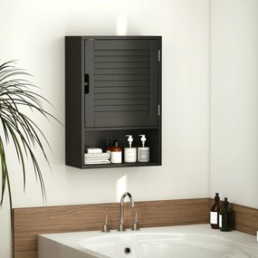 HOMCOM Dulap de Baie, Dulap Suspendat cu Rafturi Reglabile, 40 x 20 x 60 cm, Negru | Aosom Romania