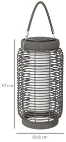 Outsunny Lampadaire d'extérieur solaire en rășină imitată în țesătură luminaire LED de jardin en oțel cu pornire/oprire automată gri | Aosom Romania
