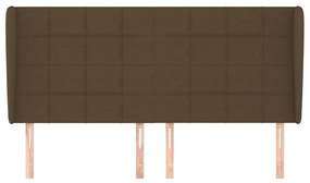 Tablie de pat cu aripioare maro inchis 163x23x118 128 cm textil 1, Maro inchis, 163 x 23 x 118 128 cm