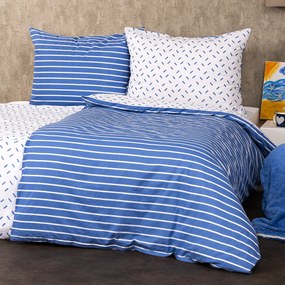 Lenjerie de pat din bumbac 4Home Dungi, albastru, 140 x 220 cm, 70 x 90 cm