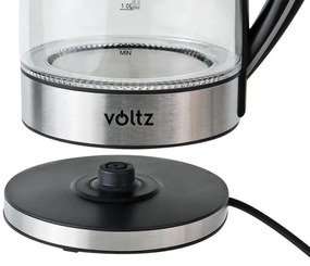Cana electrica Voltz V51230E, 2200W, 1.7 L, Sticla, Inox