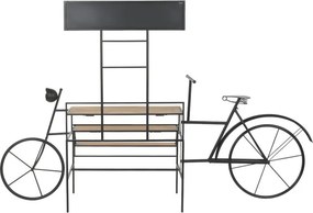 Stand decorativ cu 3 rafturi din metal și lemn, aspect natur, "Vintage Bicycle"