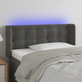 3123713 vidaXL Tăblie de pat cu LED, gri închis, 103x16x78/88 cm, catifea