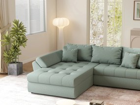 Colțar extensibil dumonde cu ladă de depozitare si sezut confortabil din spuma high-density, Loana Enjoy Mint 270x185 cm