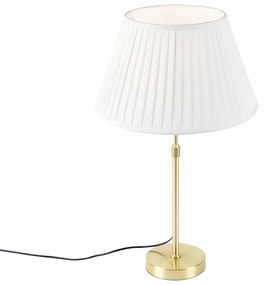 Lampă de masă auriu / alamă cu umbră plisată cremă 35 cm - Parte