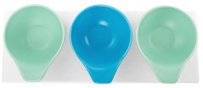 Set de 3 boluri pe tavă, alb / albastru / turcoaz / cyan, KESPER