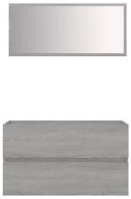 815739 vidaXL Set mobilier de baie, 2 piese, gri sonoma, lemn prelucrat