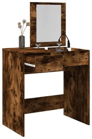 vidaXL Masă de toaletă cu oglindă, stejar fumuriu, 73x46,5x120 cm