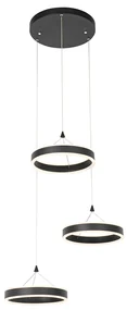 Lampă suspendată neagră rotundă cu LED cu dimmer în 3 trepte cu 3 lumini - Lyani