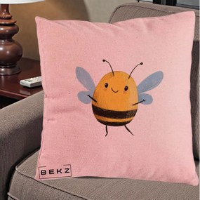 Perna Decorativa Buburuza pe Trifoi cu Patru Foi, 40x40 cm, Roz, Husa Detasabila, Perna Inclusa, BEKZ®