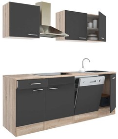 Mobilă de bucătărie Yorki 220, corp din stejar sonoma, cu față antracit satinat