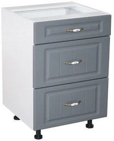 Corp inferior 60 cu 3 sertare metalice pentru greutate Zebra MDF gri dungi