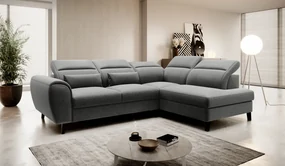 Coltar extensibil cu spatiu pentru depozitare, 255x201x100 cm, Noble R01, Eltap (Culoare: Gri inchis - Flores 4)
