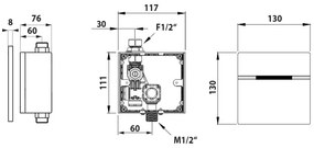Sistem de comandă cu senzor pentru pisoar Bruckner 6V DC/4xAA oțel inoxidabil