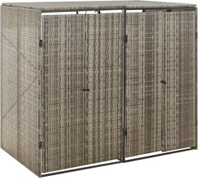 vidaXL Magazie de pubele dublă, gri, 140x80x117 cm, poliratan