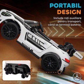 AIYAPLAY Mașinuță Electrică pentru Copii 3-8 Ani Mercedes-AMG 12V cu Telecomandă, Lumini LED, Roți de Transport, Alb | Aosom Romania