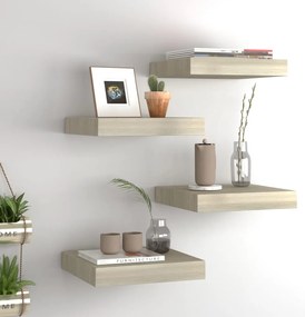 vidaXL Rafturi perete suspendate, 4 buc., stejar, 23x23,5x3,8 cm, MDF