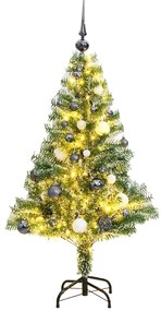 vidaXL Brad Crăciun artificial, 150 LED/globuri/zăpadă pufoasă, 150 cm
