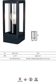 Mini Stalp iluminat exterior IP65 NEVADA gri H-27cm, MA-8900