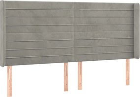 vidaXL Tăblie de pat cu aripioare gri deschis 203x16x118/128cm catifea