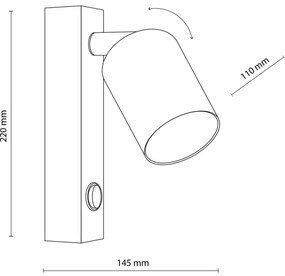 Spot de perete TOP 1xGU10/10W/230V negru/auriu