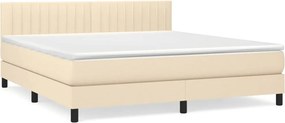 vidaXL Pat continental cu saltea, crem, 180x200 cm, textil