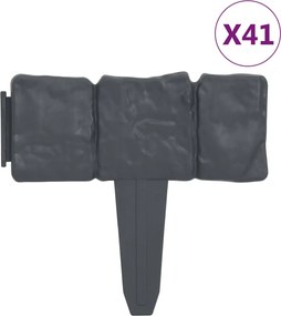 vidaXL Gard de gazon, 41 buc., 10 m, plastic, aspect piatră