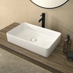Lavoar pe blat Gala Hera finisaj alb lucios 60x38 cm forma dreptunghiulara
