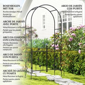 Outsunny Arc de Grădină cu Poartă și Grilaj pentru Plante Cățărătoare, 2,2x1 m, Negru | Aosom Romania