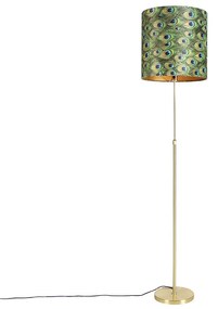 Lampă de podea auriu/alamă cu abajur din catifea verde smarald 40/40 cm - Parte