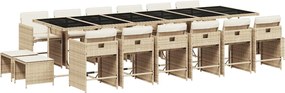 vidaXL Set mobilier de grădină cu perne, 17 piese, bej, poliratan