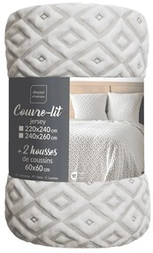 Set cuvertură și față de pernă alb-bej din jerseu 240x260 cm Joana – douceur d'intérieur