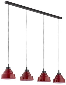 Lustra cu 4 pendule suspendate din Sticla, Rosu, VENTURA