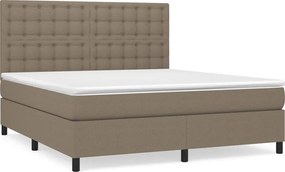 vidaXL Pat continental cu saltea, gri taupe, 180x200 cm, textil