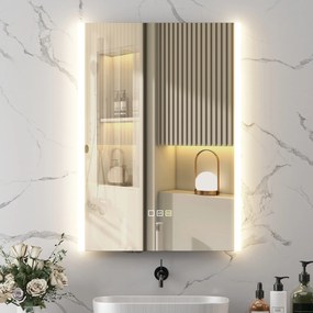 HOMCOM Oglindă LED 50x70 Antiaburire Touch IP44 | Aosom Romania