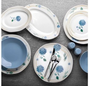 Set de veselă, 29 piese, porțelan alb-albastru