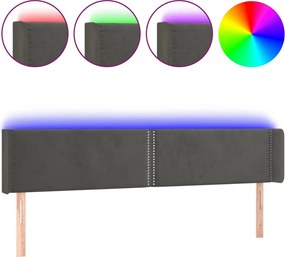 vidaXL Tăblie de pat cu LED, gri închis, 203x16x78/88 cm, catifea