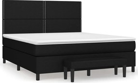 vidaXL Pat box spring cu saltea, negru, 180x200 cm, catifea