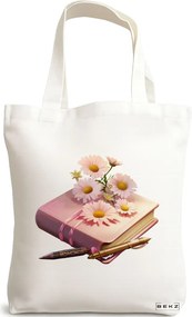 Sacosa de Panza pentru Cumparaturi, Geanta Tote, model Books 39 38 x 34.5 cm, Alba, BEKZ®