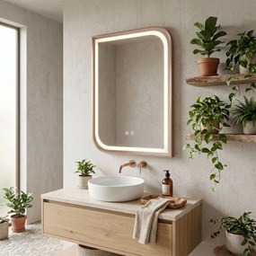 Oglindă LED ZONE 70x50 BRUSH ROSE GOLD