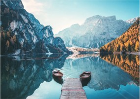 Tablou - Bărci pe Lacul Braies (70x50 cm)
