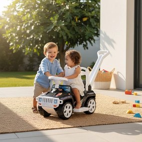 Masinuta copii si bebe NOVOKIDS™ My first SUV Car XXL , Lungime 85 cm, Maner de impins pentru parinti detasabil, Functie trotineta fara pedale,