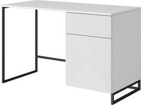 Birou de scris Asha 120 cm cu sertar - alb mat / cadru negru